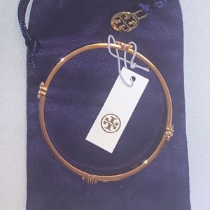 One (1) Tory Burch Bangle Bracelet with Double "T" Logo in Rose Gold - NWT